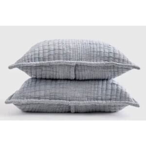 Quince Organic Cotton Channel Stitch Sham King Set Blue #60